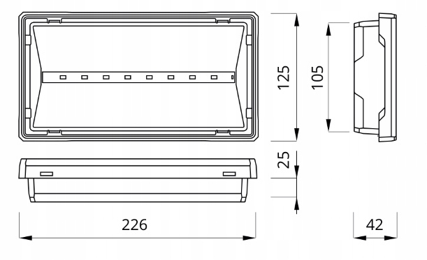 Oprawa awaryjna ETS EXIT S IP65 LED jednozadaniowa Barwa światła biały zimny