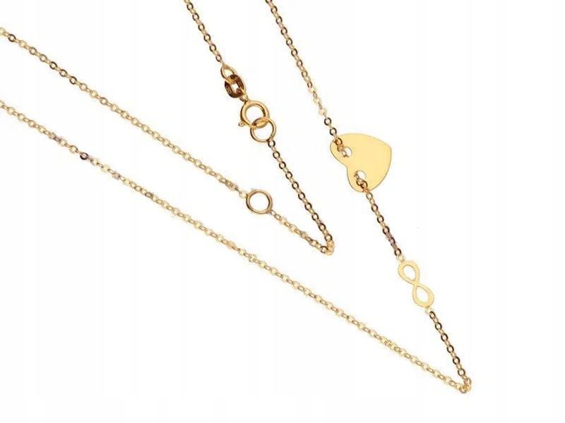 Zlatý náhrdelník 585 celebrita nekonečno srdce 0,97 g jako dárek 14k