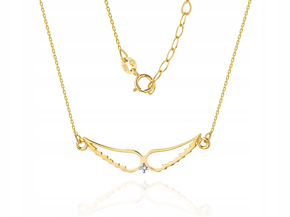 Zlatý Náhrdelník 585 Křídla S Brilianty 0,005 ct