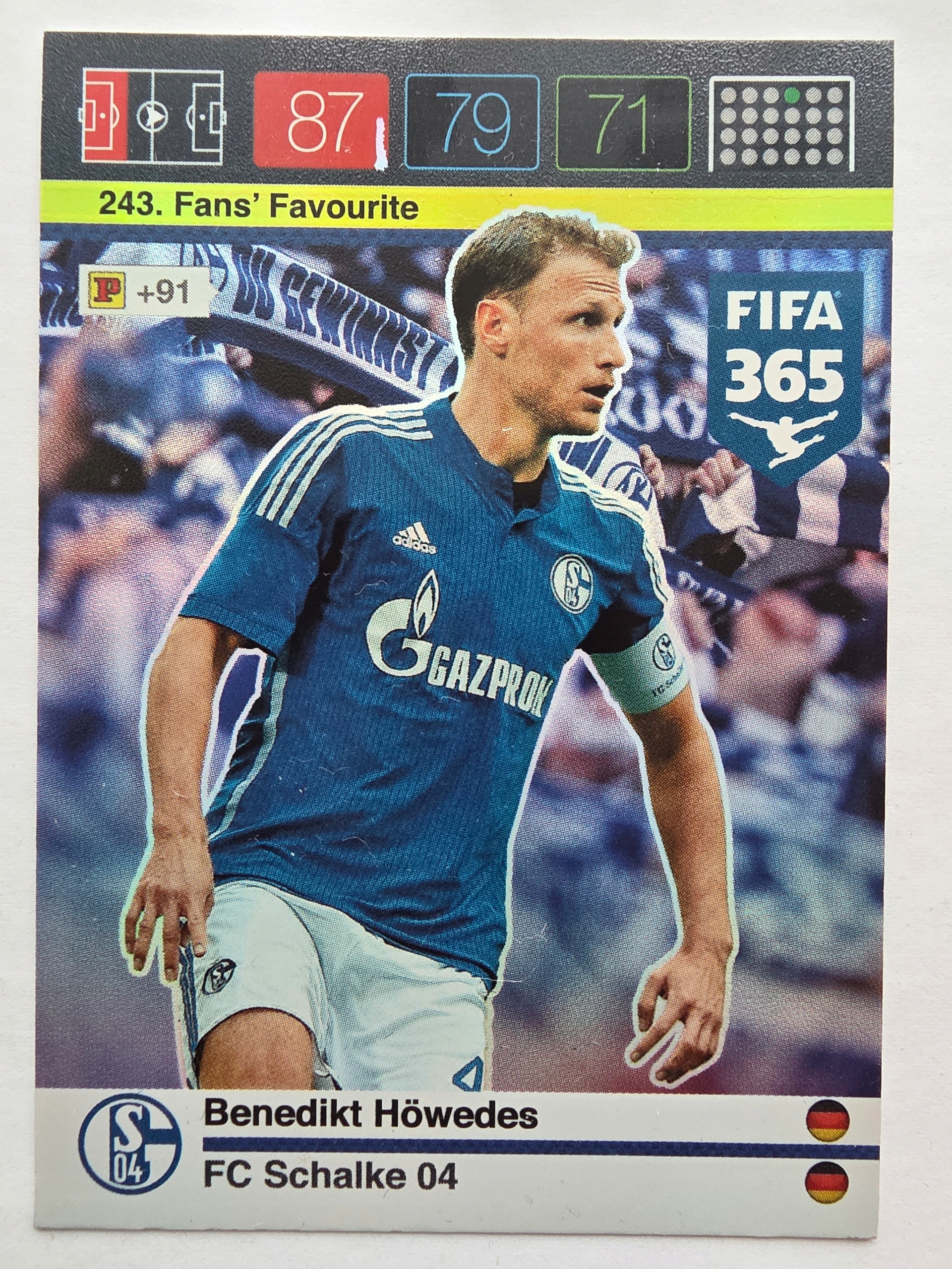 2015-16 Panini Fifa 365 Benedikt Howedes Schalke 04 Fans /LU4
