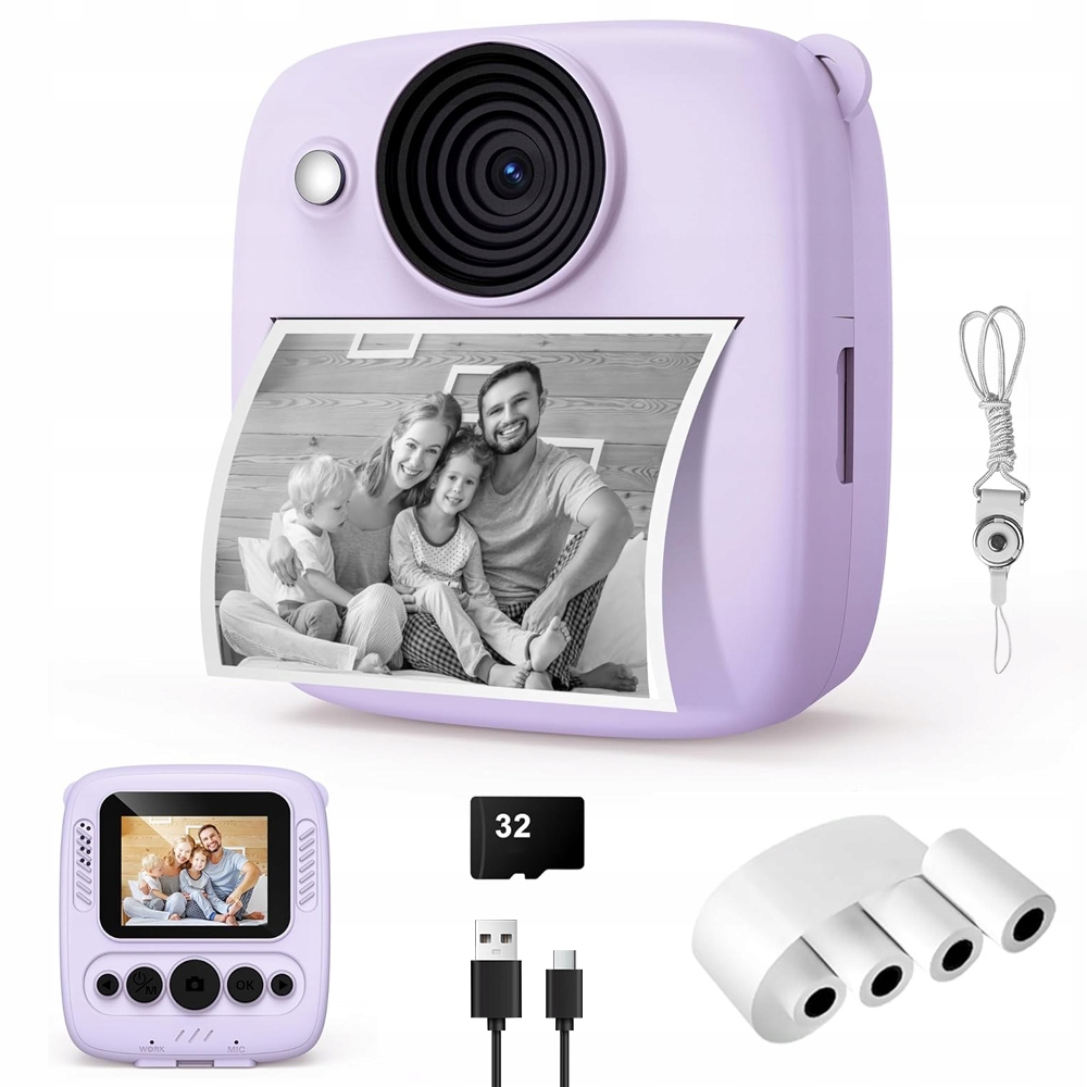 Fotoaparát Pro Děti Digitální Okamžitý Fialový 4 Kolečka