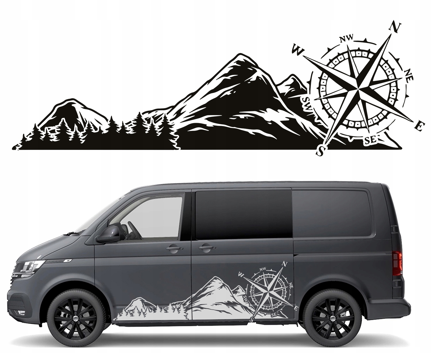 NAKLEJKA NA KAMPERA BUSA SAMOCHOD GORY 260x685cm