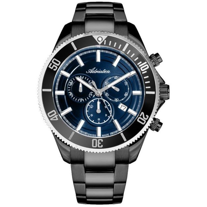Adriatica pánské hodinky černé s modrým ciferníkem A1139.S115CHN