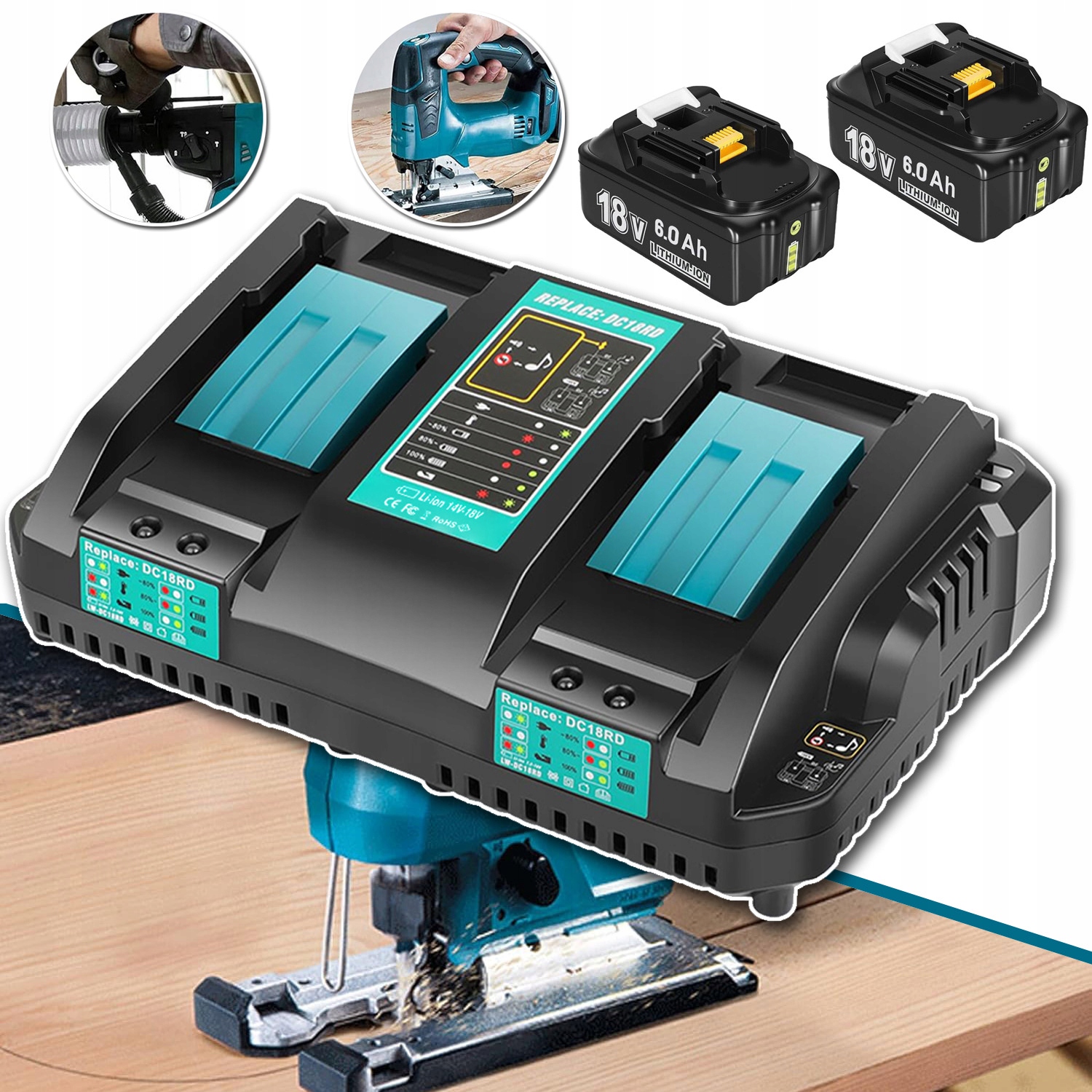 Zamienny Akumulator 6000MAH Z Ładowarką Do BL1860B BL1850 BL1840B