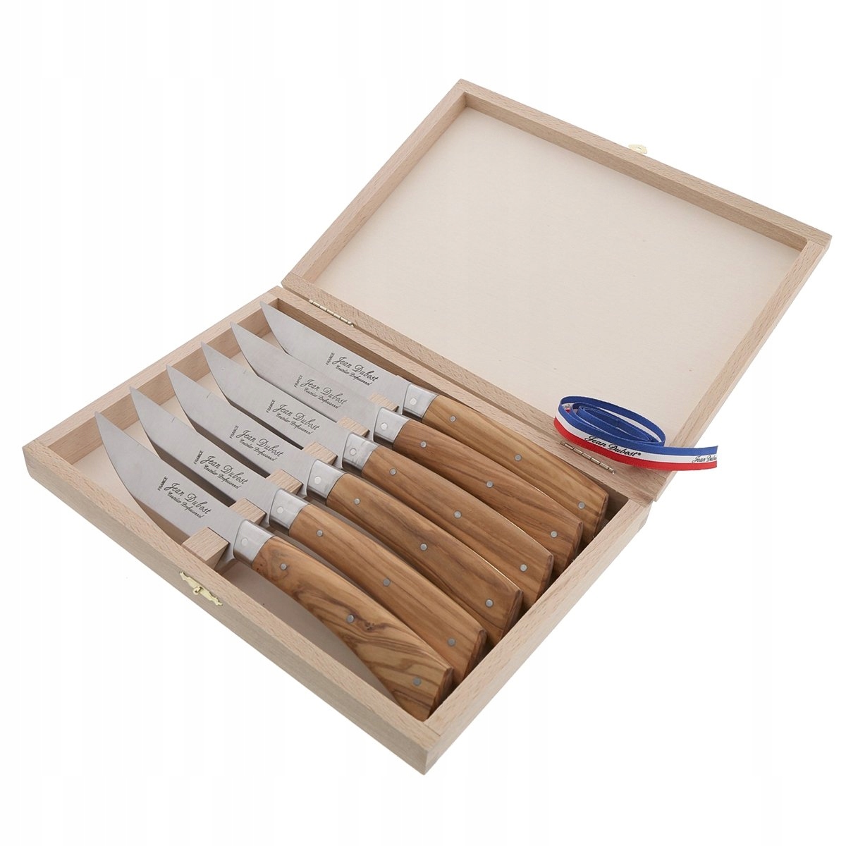 Nože na steaky v krabici olivové drevo Jean Dubost