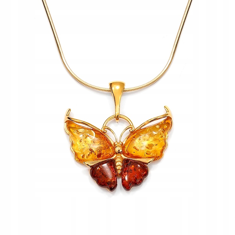 Zlatý Motýlík S Jantarovým Zlacem, Stříbro Dárek , Dárkový