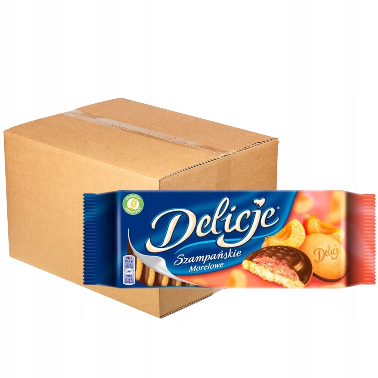 Delicje Szampańskie z galaretką morelową oblewane czekoladą 147 g x 24 szt