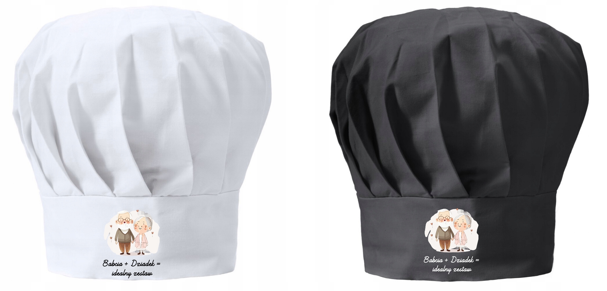 Kuchařská čepice x2 Dárek pro dědečky Babička Dědeček Ideální sada