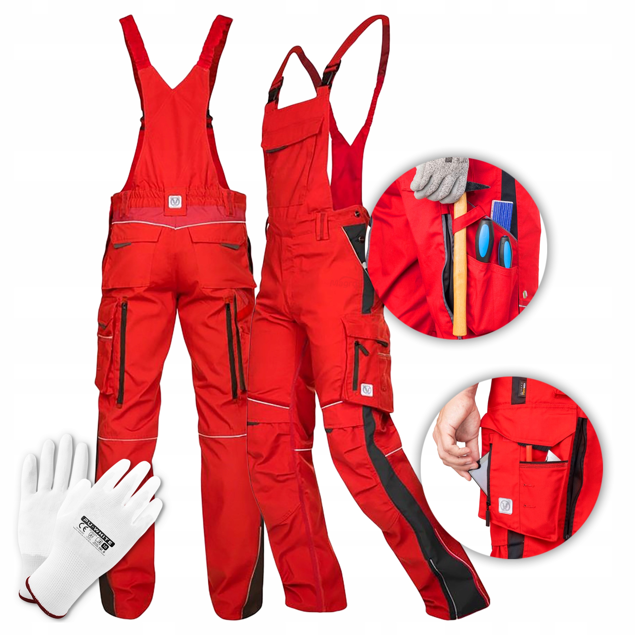 Pánské montérkové pracovní kalhoty červené Bozp Ardon Urban+ 56