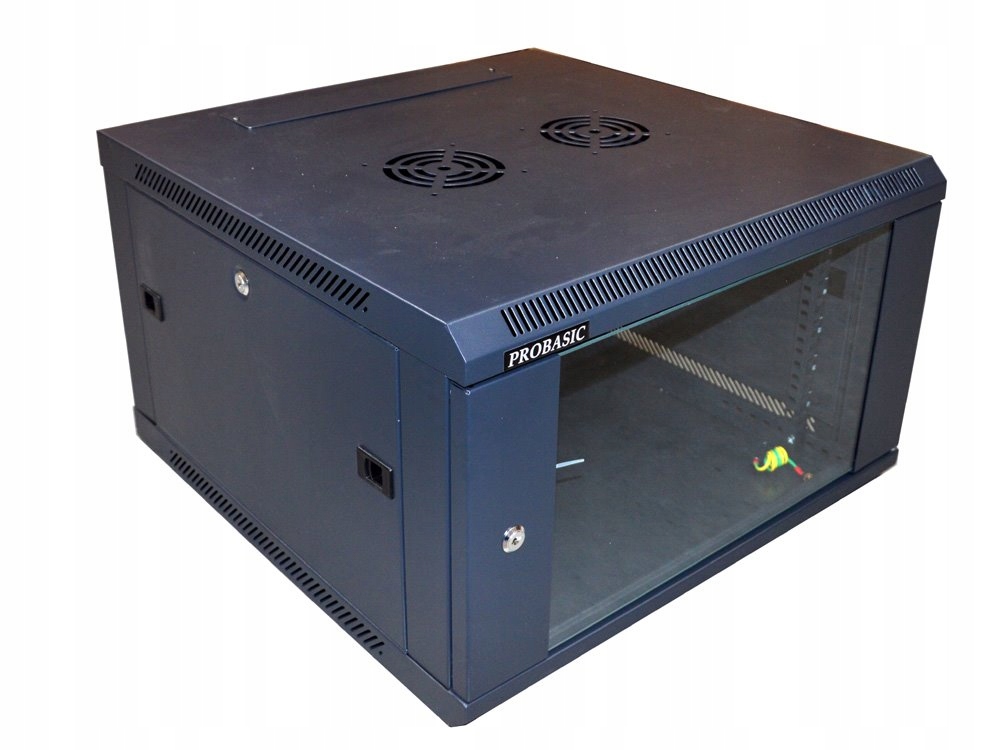 Nástěnný Rack 19" Zeta 6U, sklo, černý, 600x600 mm