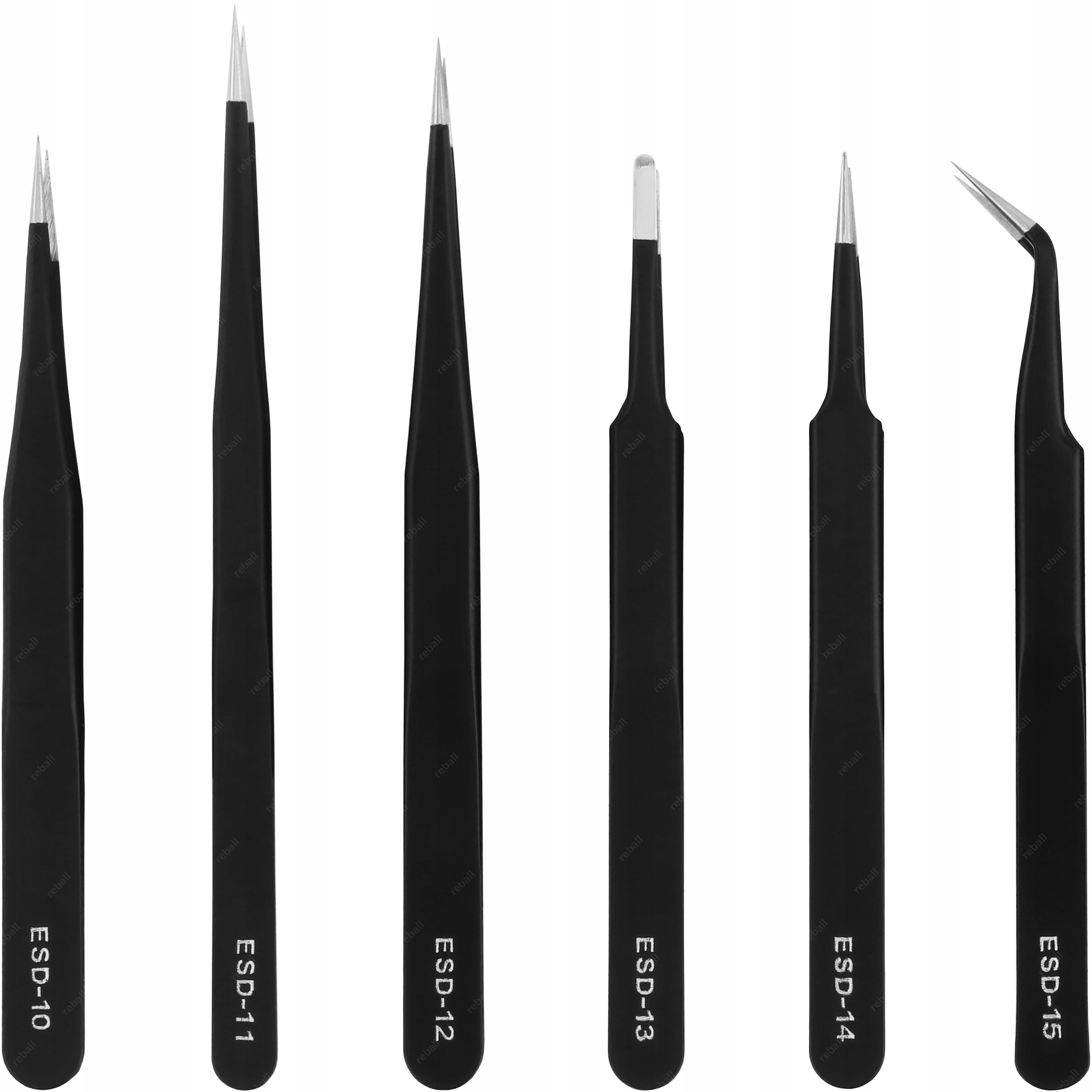 NIEZBĘDNY ZESTAW 6x PRECYZYJNA PĘSETA PENCETA ESD SERWISOWY ZESTAW NARZĘDZI