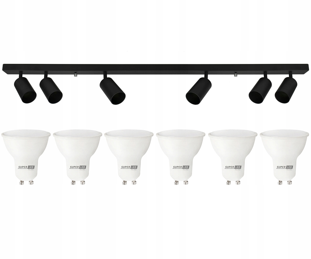 Lampa sufitowa szyna spot kinkiet oprawa natynkowa 6x GU10 Led 6W Ciepła