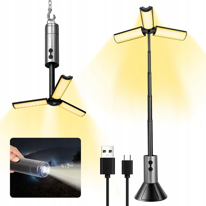 Led Stanová Lampa 3V1 Teleskopická 270° Nastavitelná Bateriová Svítilna