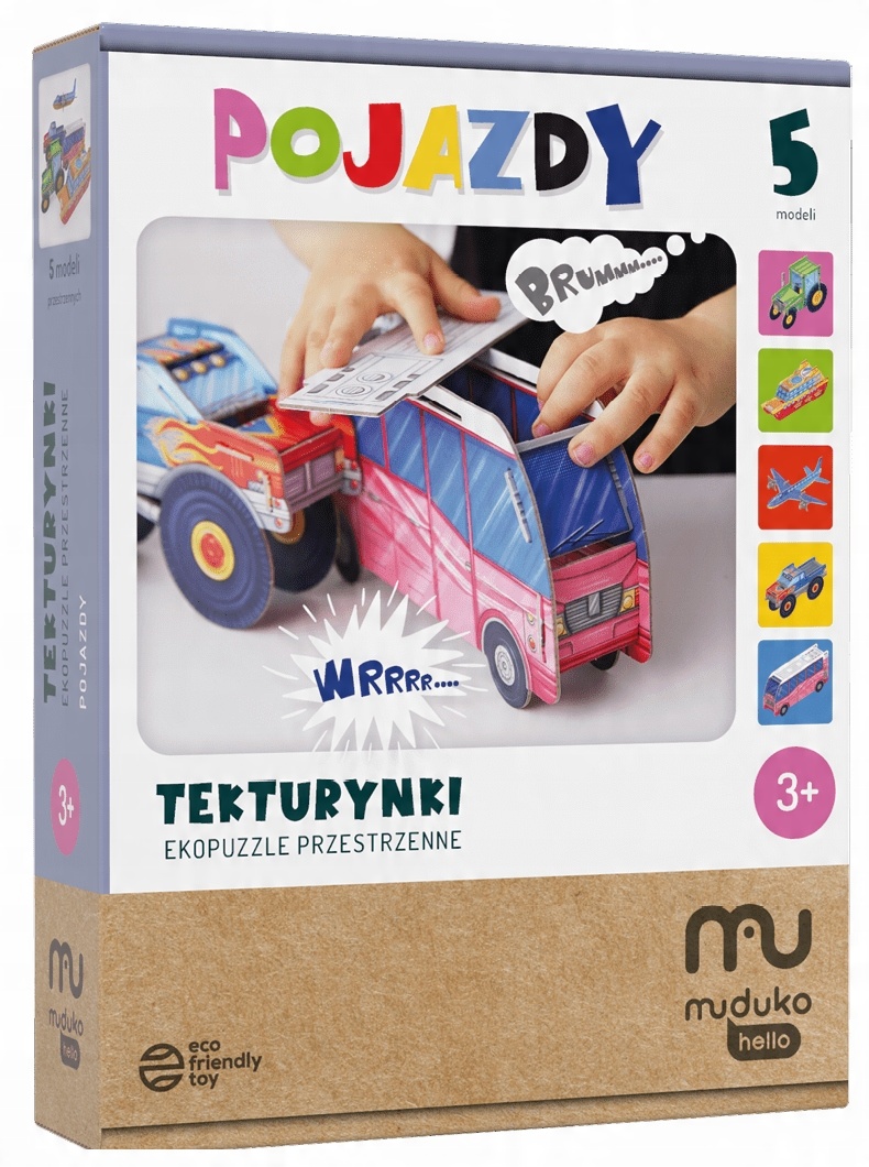 

Tekturynki Ekopuzzle przestrzenne Pojazdy Muduko