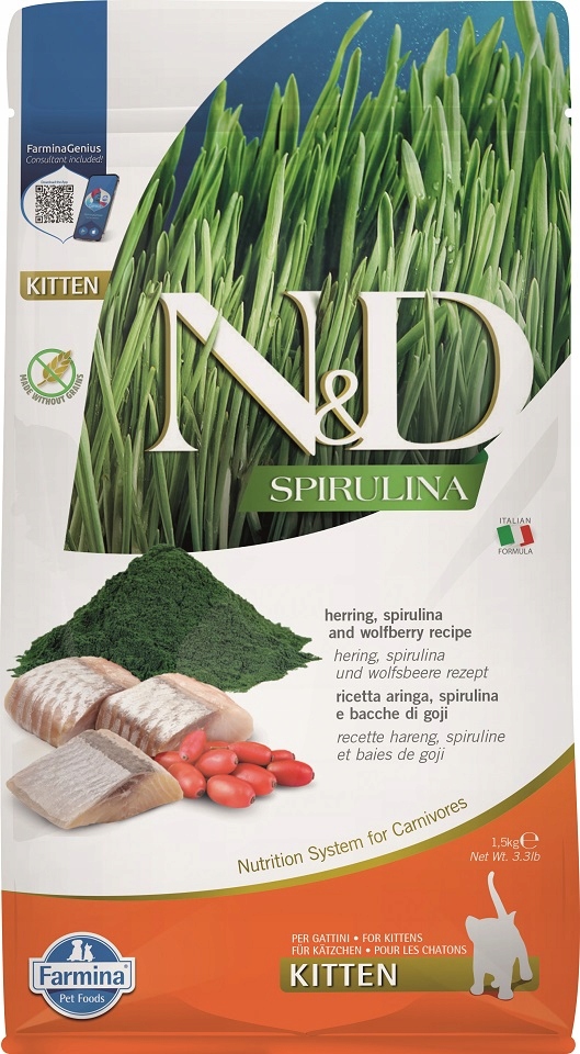 Farmina N&d Spirulina Kitten Herring & Wolfberry karma dla kociąt 1,5kg
