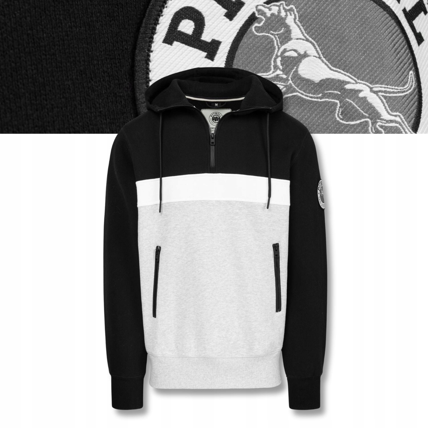 Pánská mikina s kapucí Pitbull Gibson s poloviční zipem a klokaními Klokanka