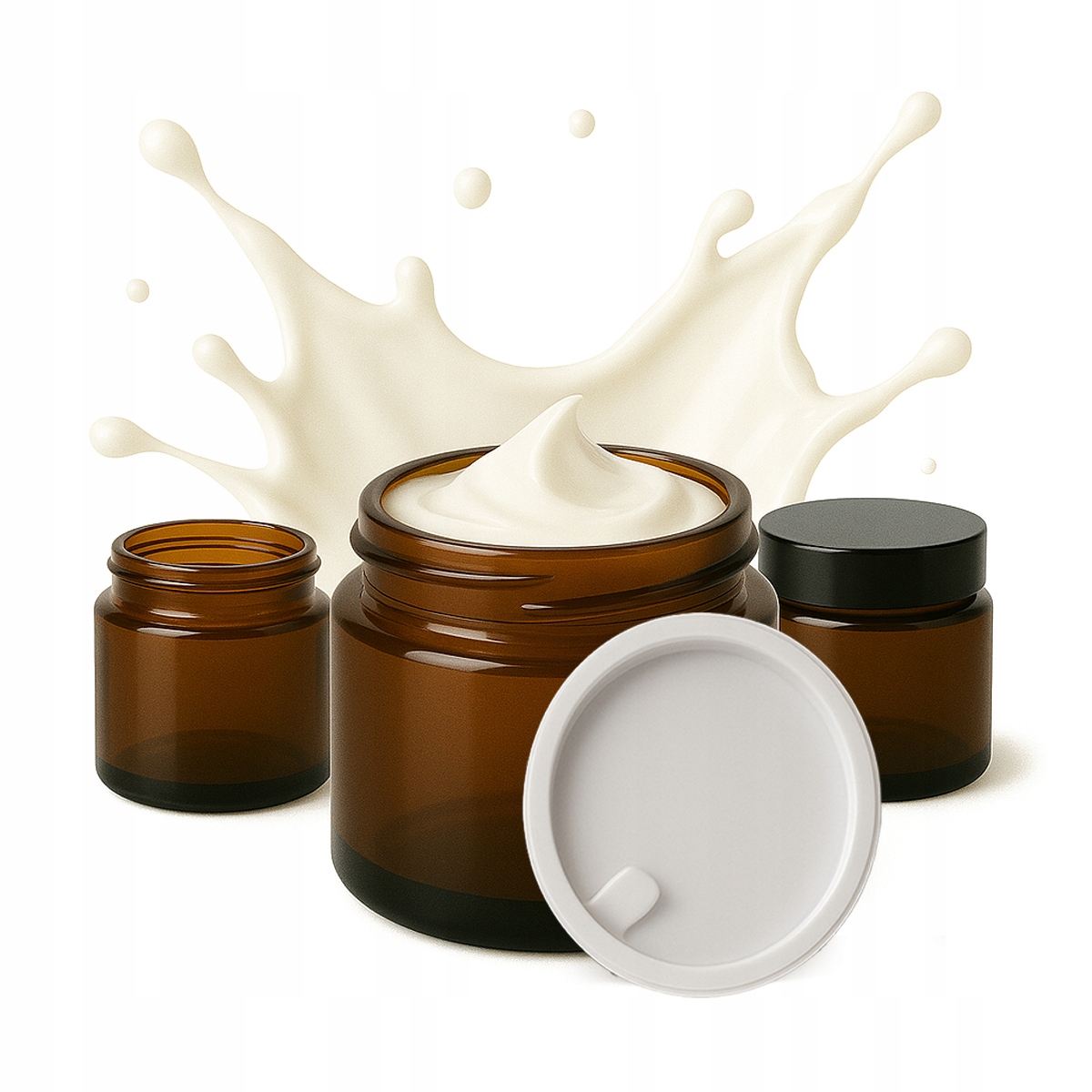 20 x Sklenice Skleněné sklenice 50 g z tmavého skla na krém, vzorky kosmetiky