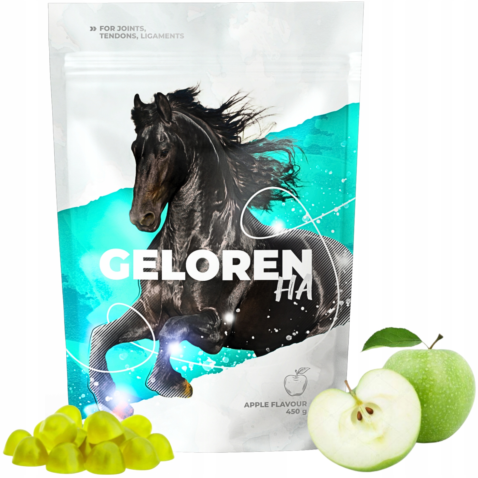 Geloren Horse Ha jabłkowy dla koni żelki kolagen 1 x (60szt, 450g) fj1SP53d