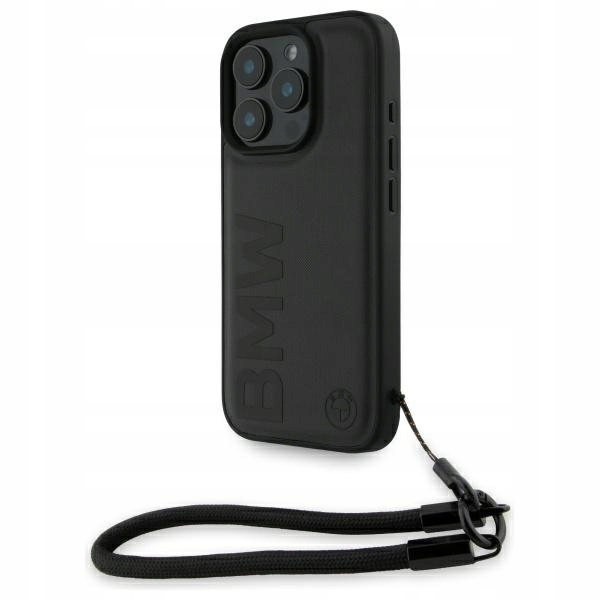 Etui Bmw Signature Leather Wordmark Cord na iPhone 16 Pro czarne Bmw