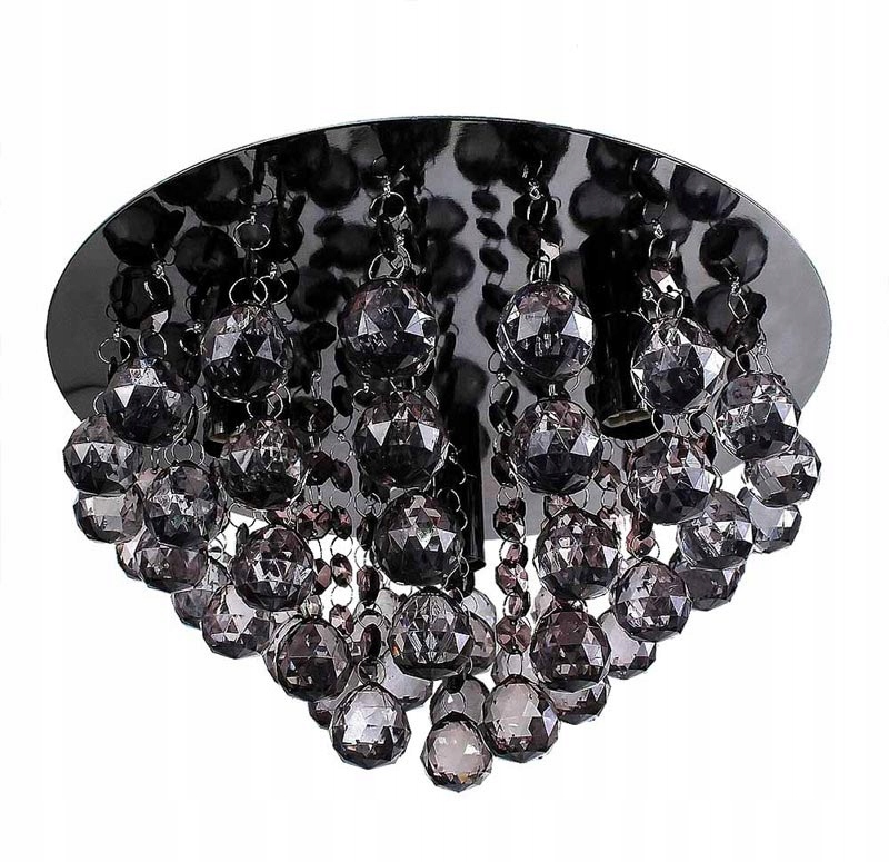 

Lampa sufitowa żyrandol glamour kryształowa czarna