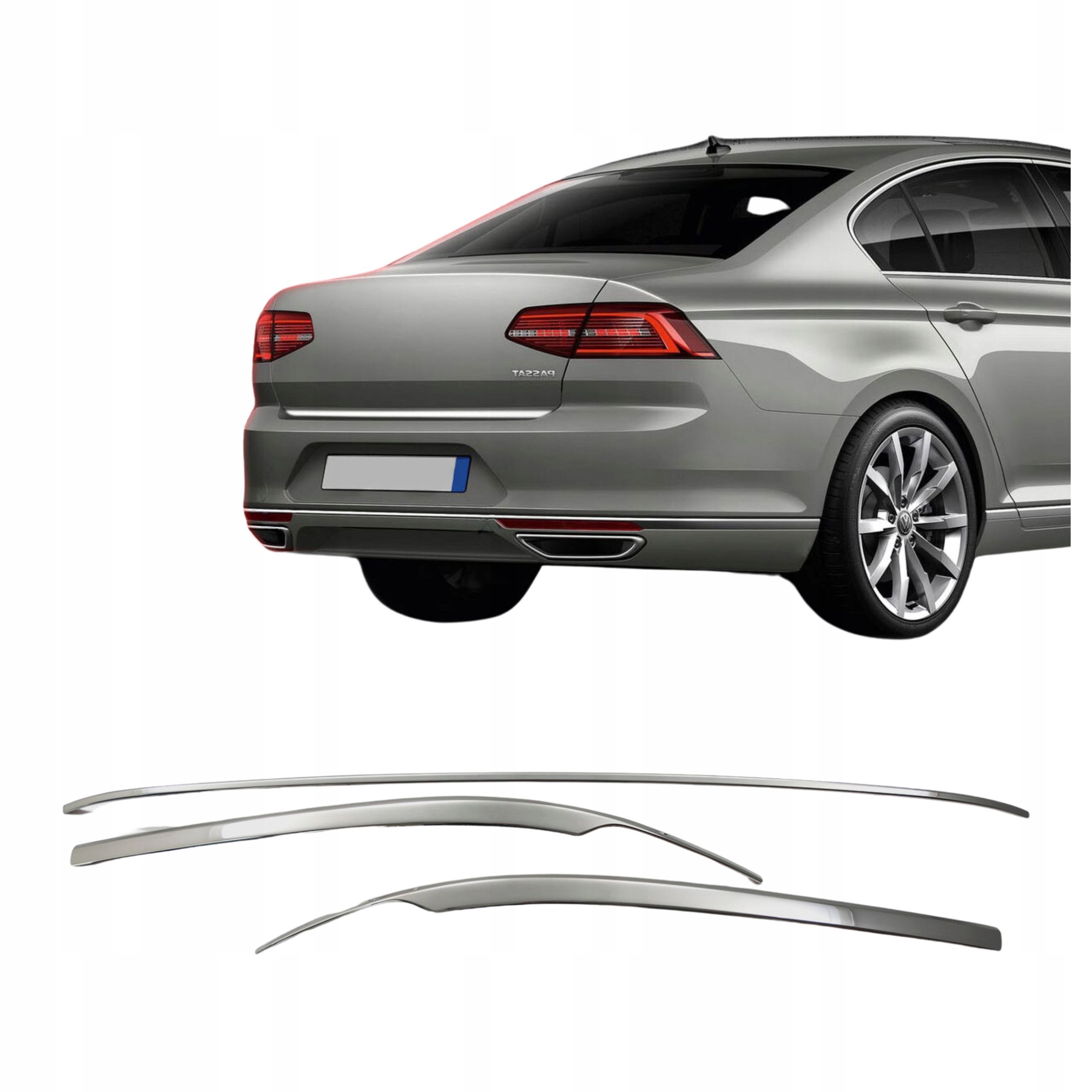 Chrómované lišty nárazníka pre Volkswagen Passat B8 Sedan 4D od 2015 do 2019