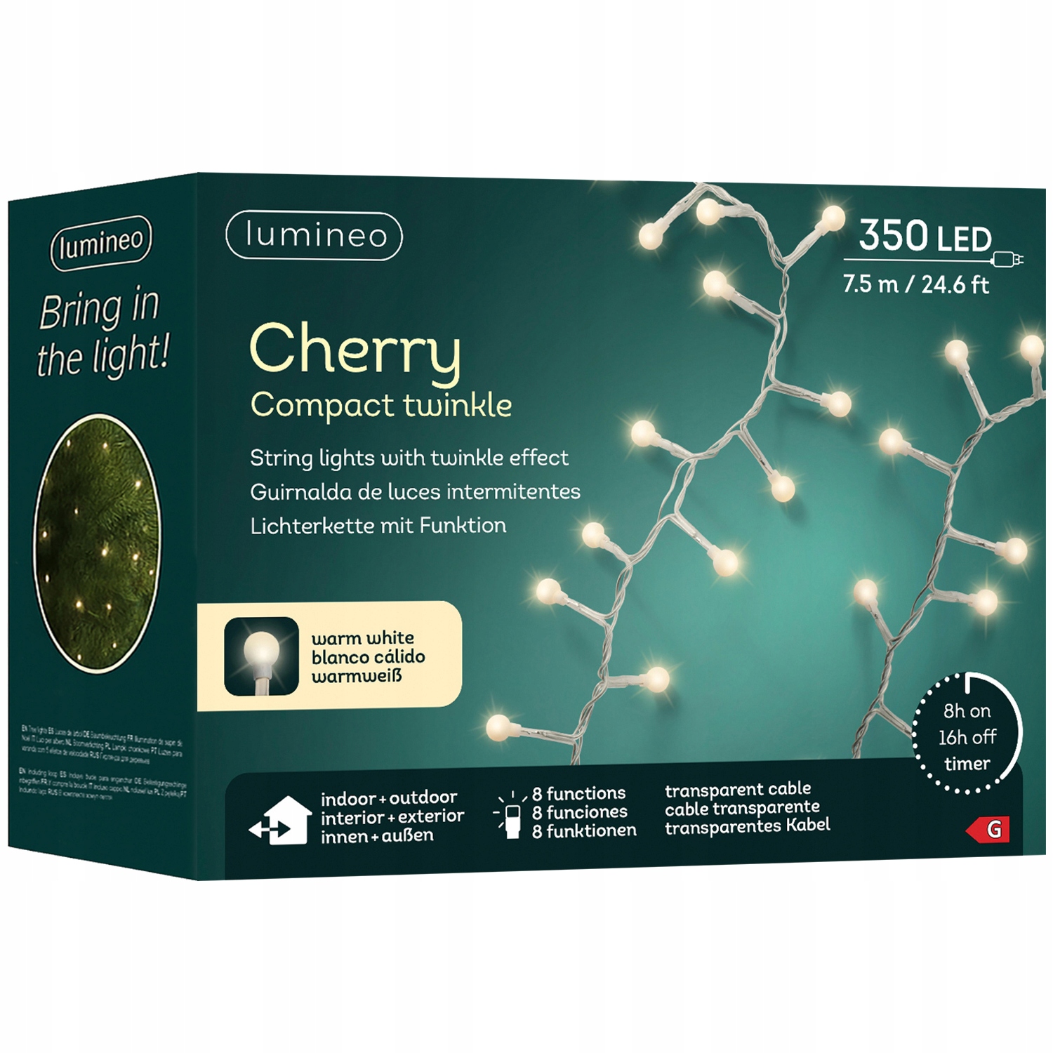 Vánoční Osvětlení Na Stromeček Led Girlanda Led Kuličky 7.5M 350 Led Teplá bílá