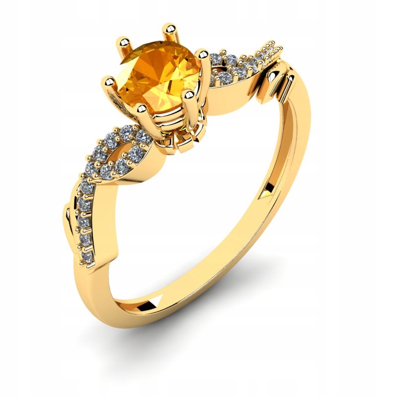 

Pierścionek Złoty Cytrynem I Brylantami 0,54CT