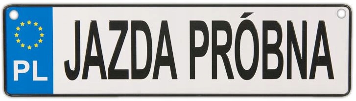 

Tablica Rejestracyjna Imienna metal Jazda Próbna