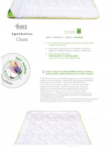 Poduszka BAMBOO pikowana AMZ 40X40 BAMBUS JAKOŚĆ! Kolor biały