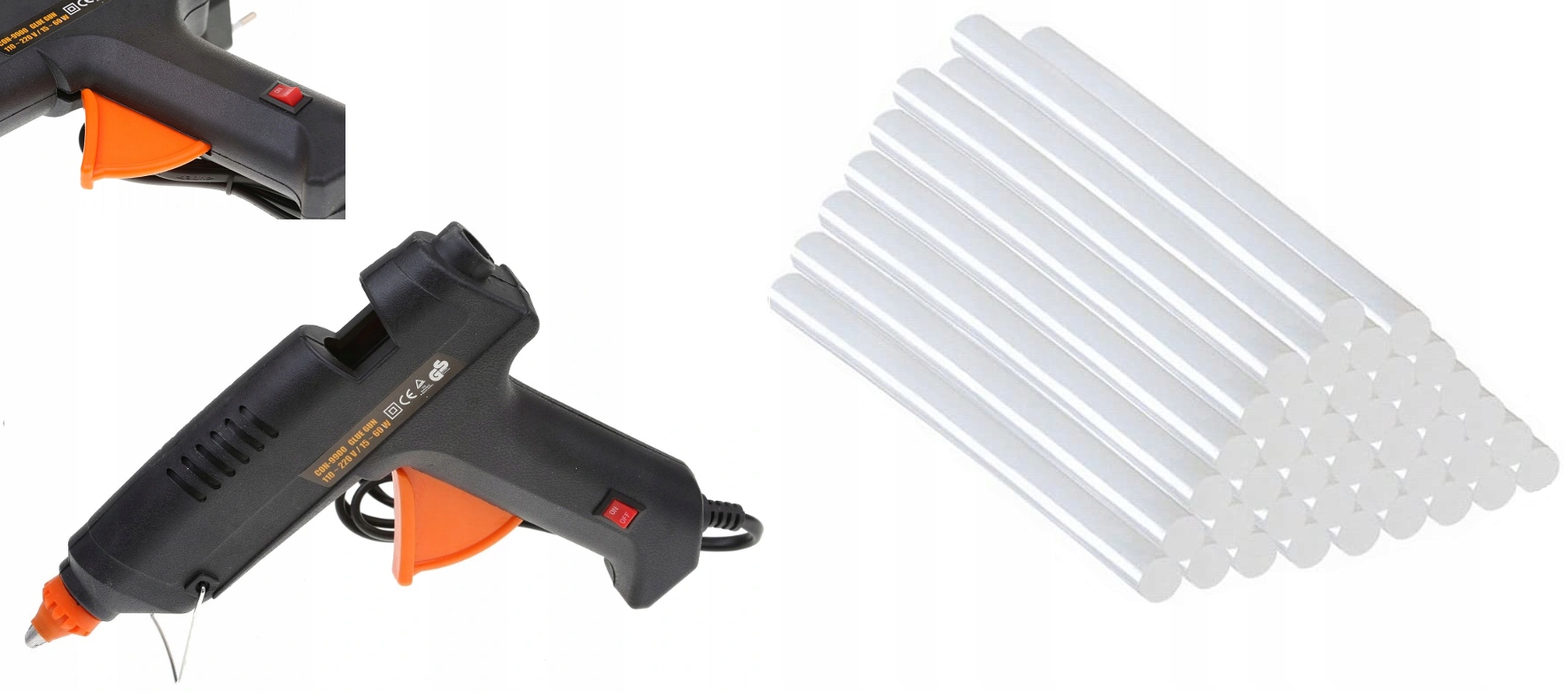 PISTOLET DO KLEJU NA GORĄCO WYCISKACZ +100SZT KLEJ