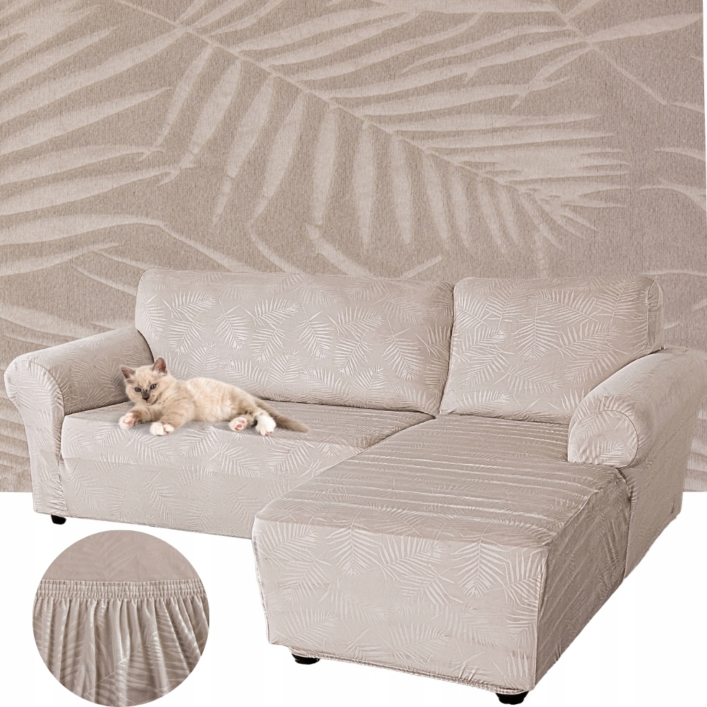 Potah Na Rohovou Pohovku Velurové Palmové Listy Pravý 2+2OS Oeko Tex