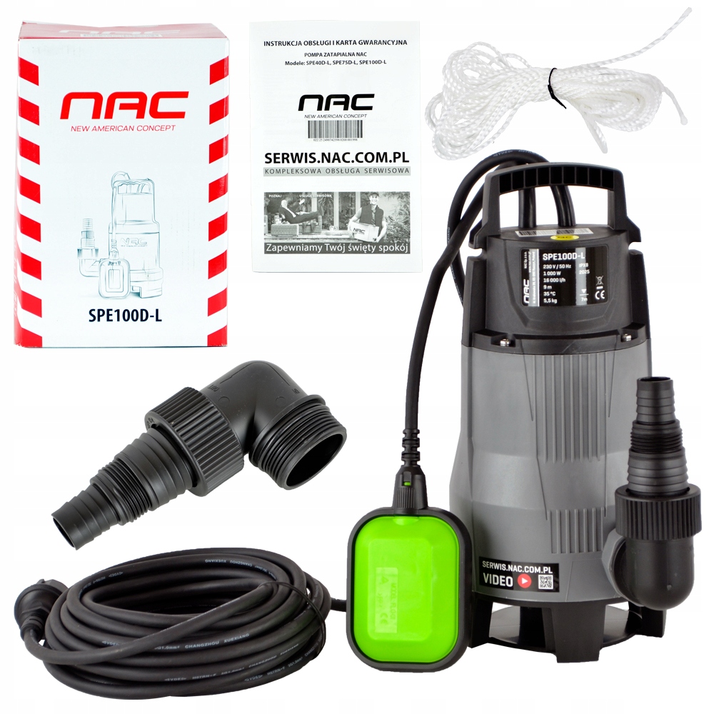 Pompa Zatapialna Do Brudnej Wody Nac Spe 100D-L Moc 1000 W 16 000 LITR/h