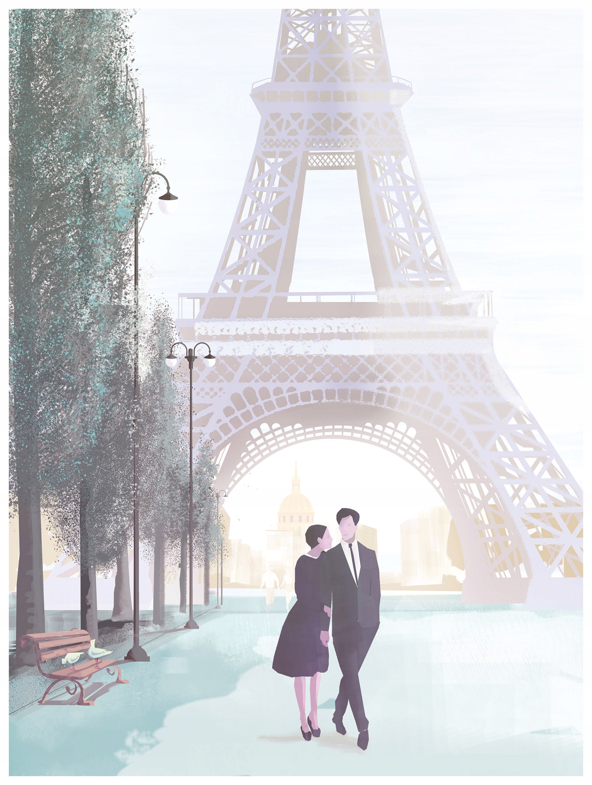 Vliesová fototapeta Paříž Eiffelova věž pastelové barvy 184x254 lepidlo