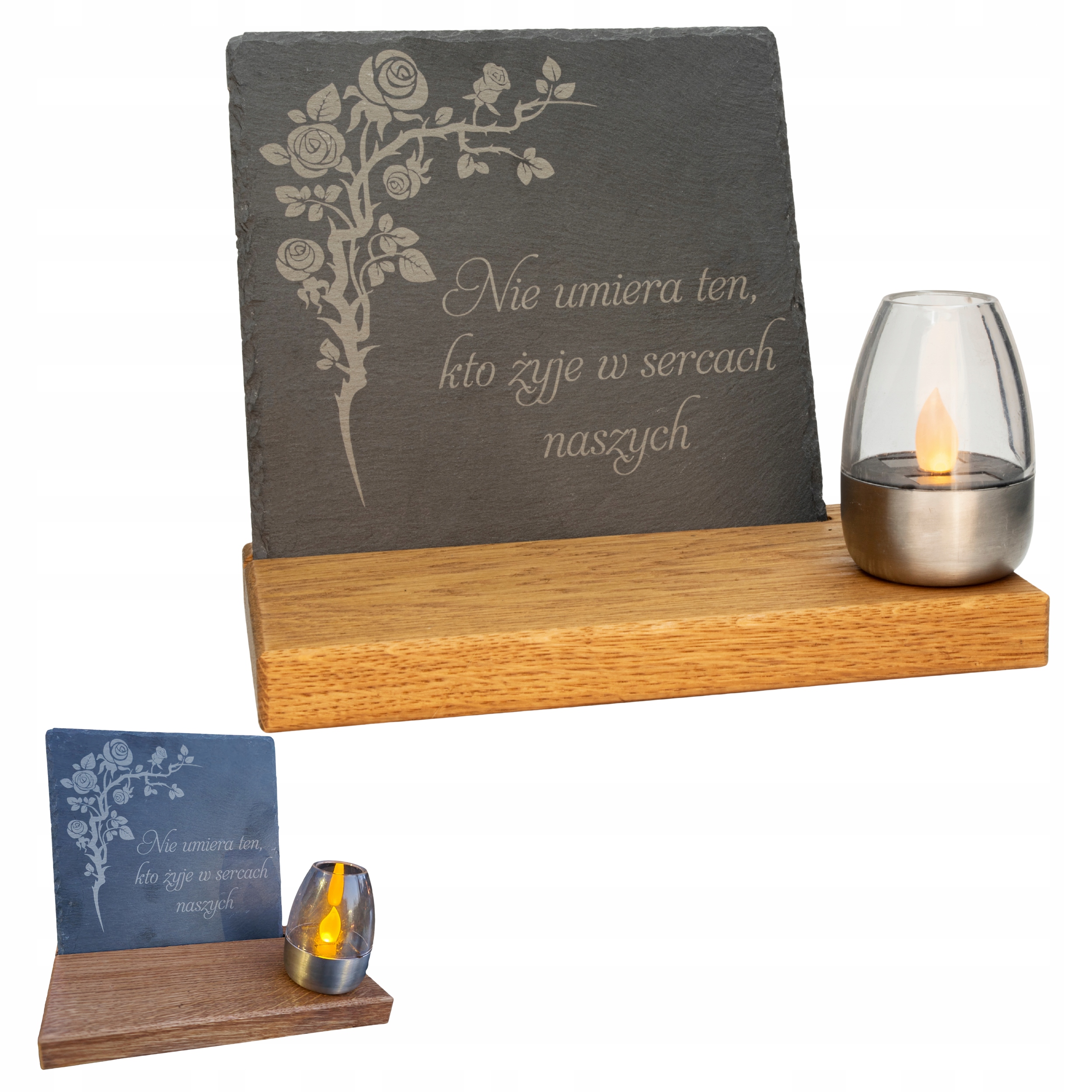 Solární Hřbitovní Svíčka Soška Na Hřbitov Hrob Velký Dub Kámen Dřevo Gravírování