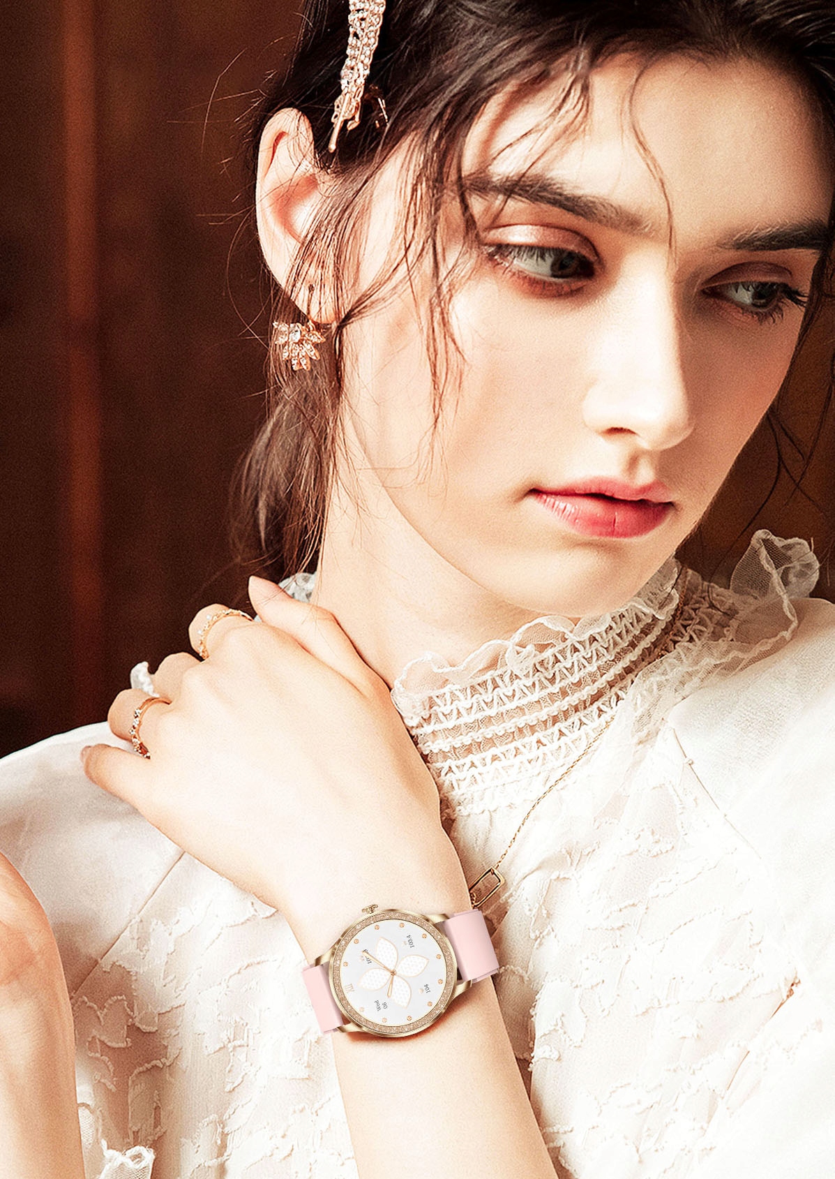 SMARTWATCH ZEGAREK DAMSKI POLSKIE MENU ROZMOWY CIŚNIENIE PULS SPORT ZDROWIE Kolor złoty