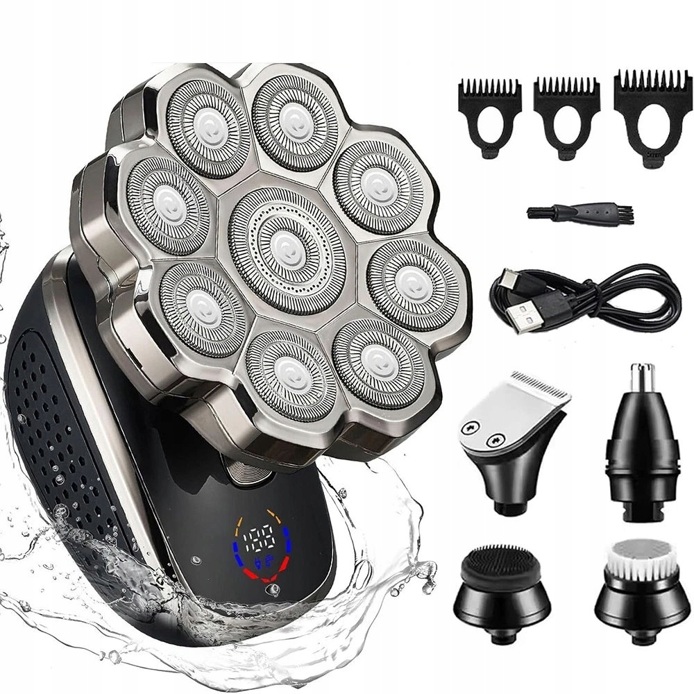 9D Magnetická Hlavice Holicí Strojek Na Obličej Hrudníku, Černá