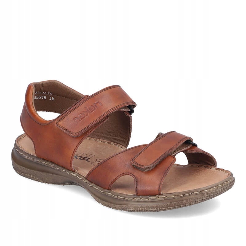 Každodenní kožené pánské sandály na suchý zip Rieker 21461-24