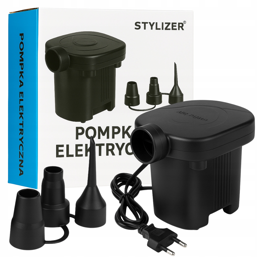 POMPKA ELEKTRYCZNA DO MATERACA PONTONU BASENU ROWERU 3 KOŃCÓWKI 230V Marka bez marki
