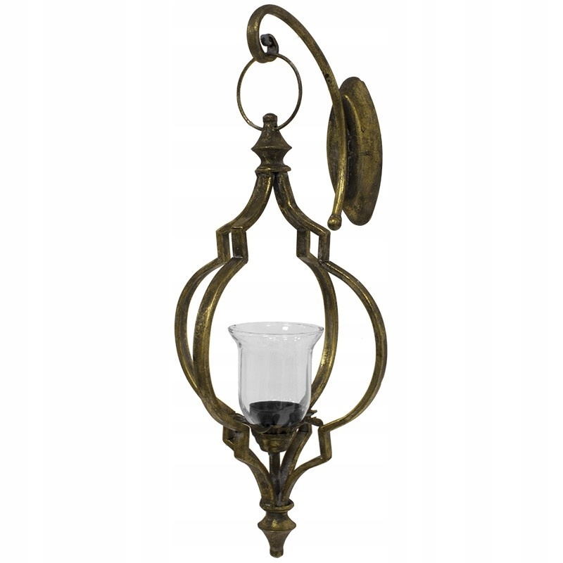 Stylový závěsný lampion z kovu – Elegance v tmavém retro zlatě