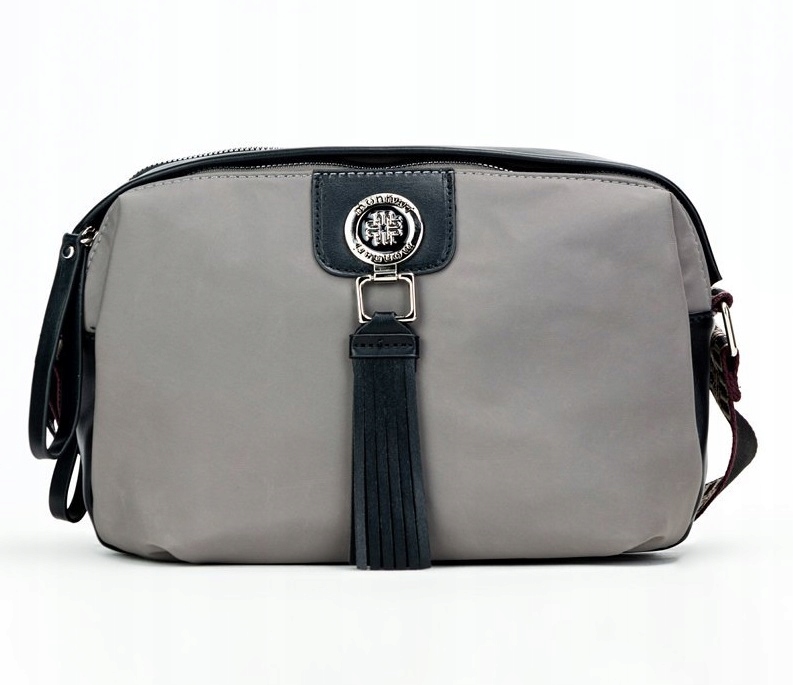 Monnari Dámská kabelka přes rameno Logovaný Pásek Třásně Šedá