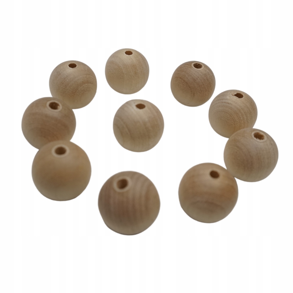 Korale kulki drewniane surowe do makram 20mm 10szt kuleczki naturalne