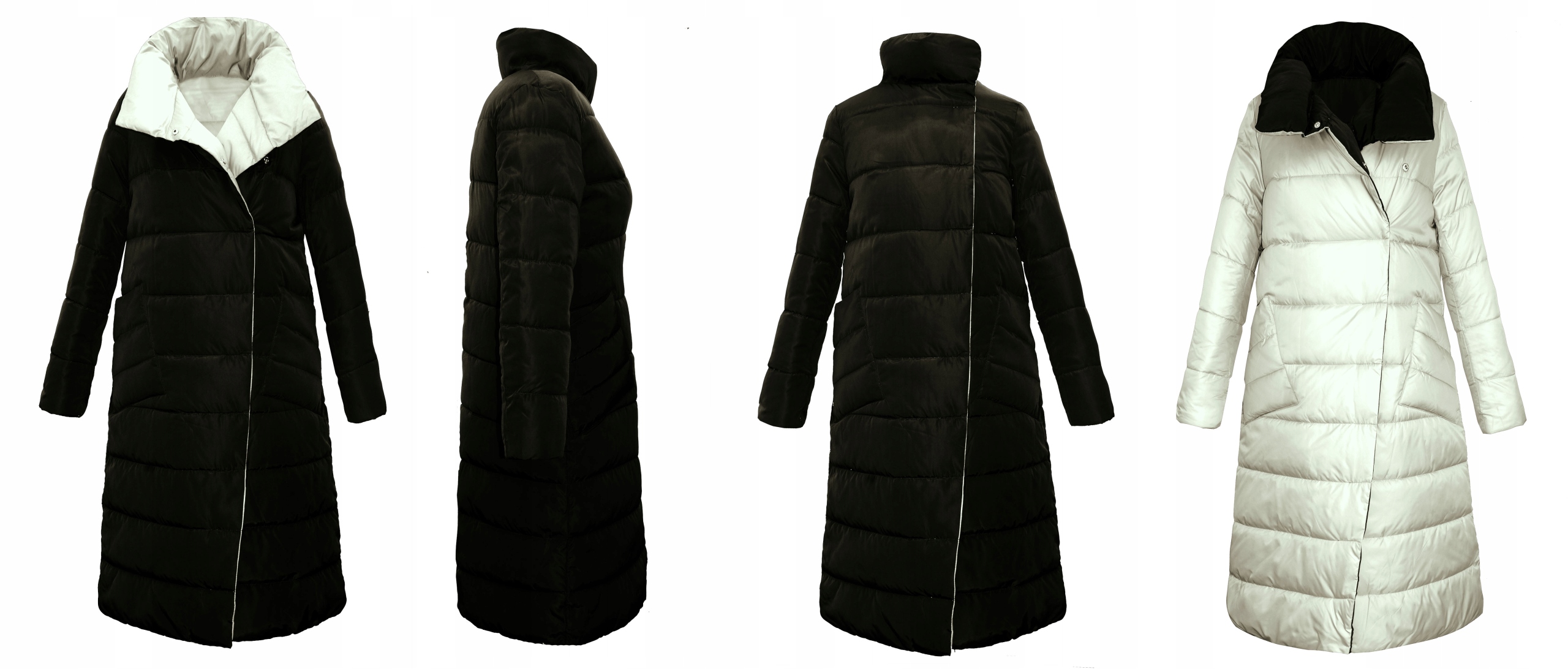 PŁASZCZ ZIMOWY DWUSTRONNY dwa kolory CIEPŁY 44 XXL Rozmiar XXL