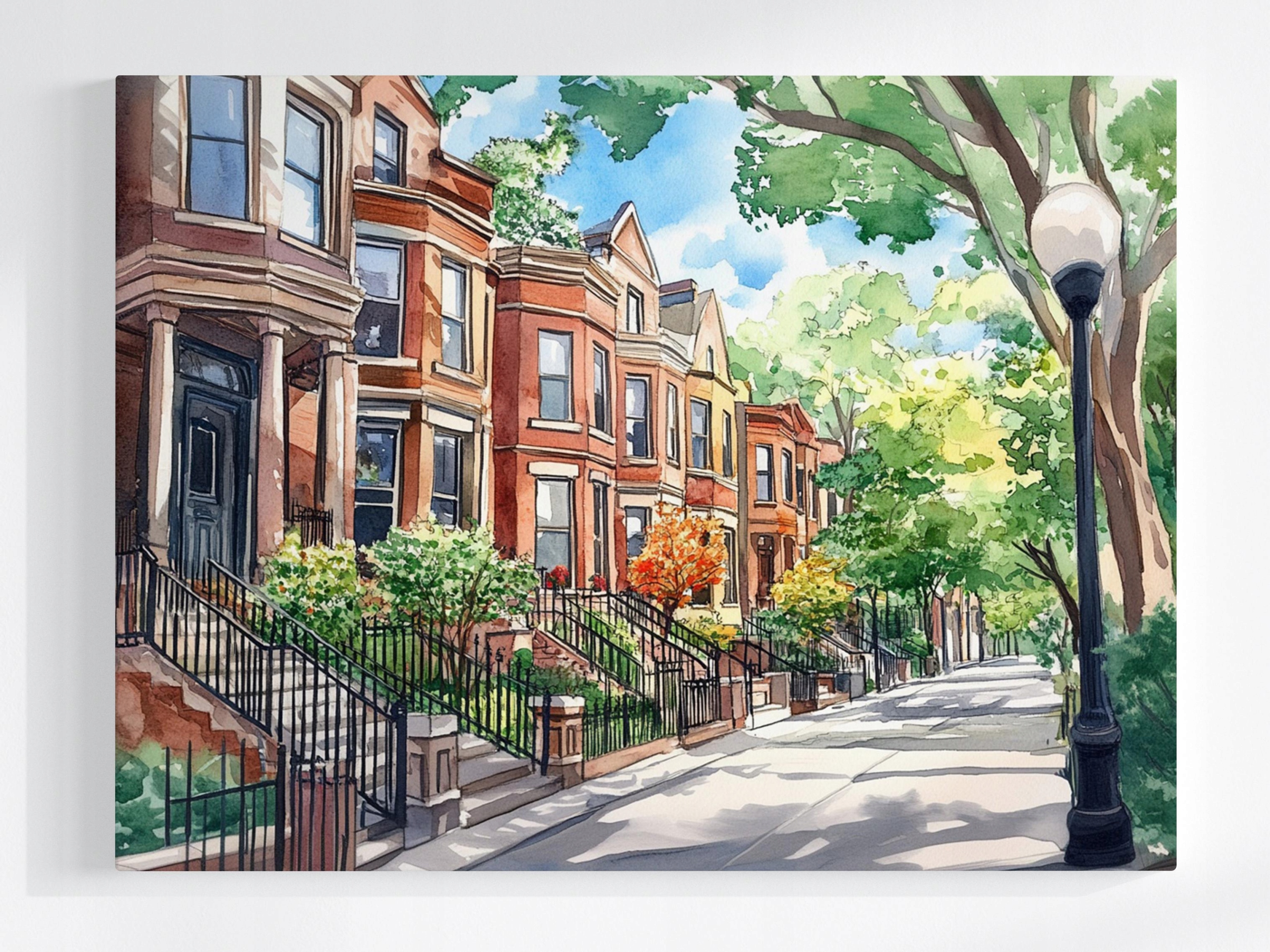 Obraz Na Plátně Canvas Město Ulička Domy Brownstone Amerika Usa 80x60
