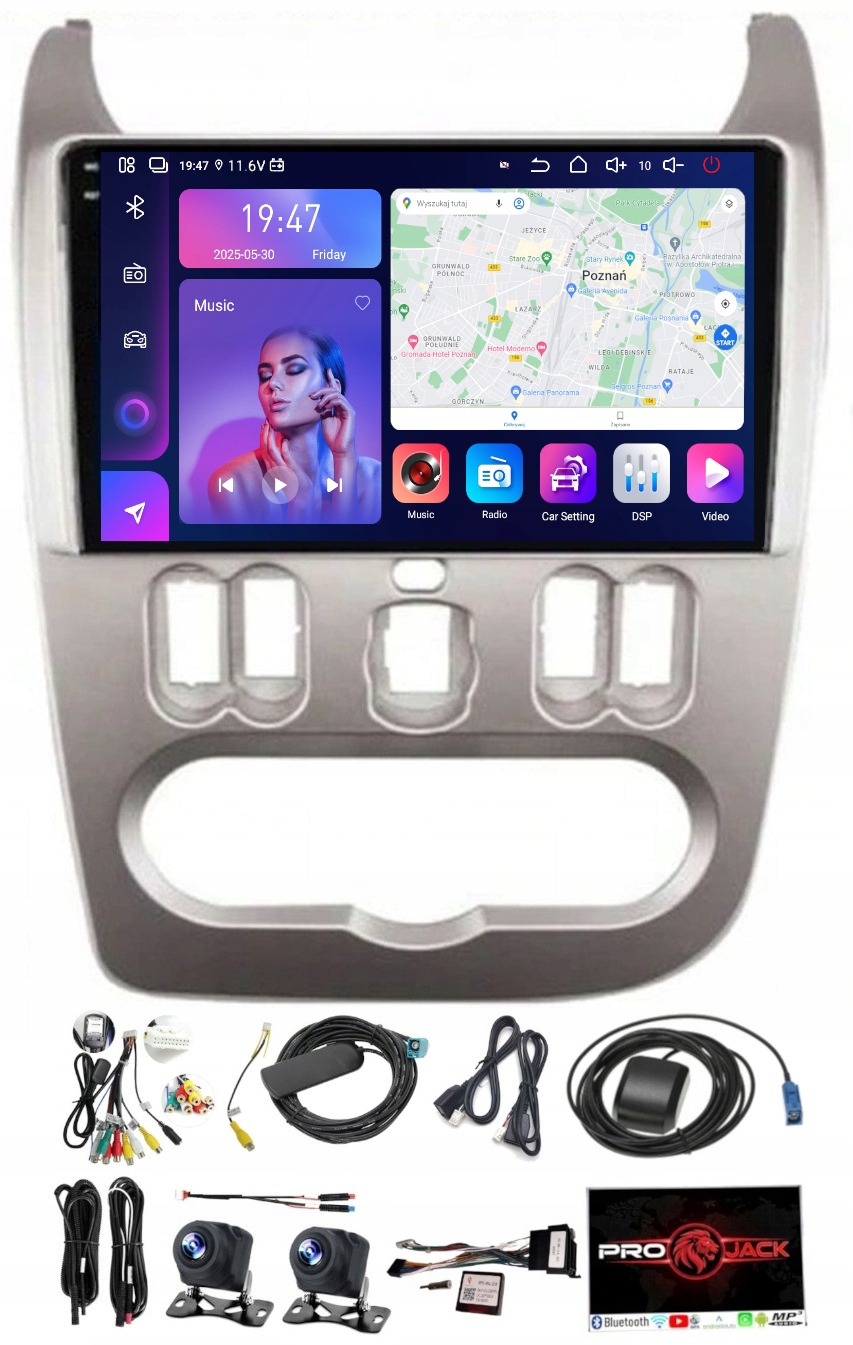Rádio Navigácia Dacia Sandero 2007-2011 Carplay Android Auto 8GB 256GB Sim