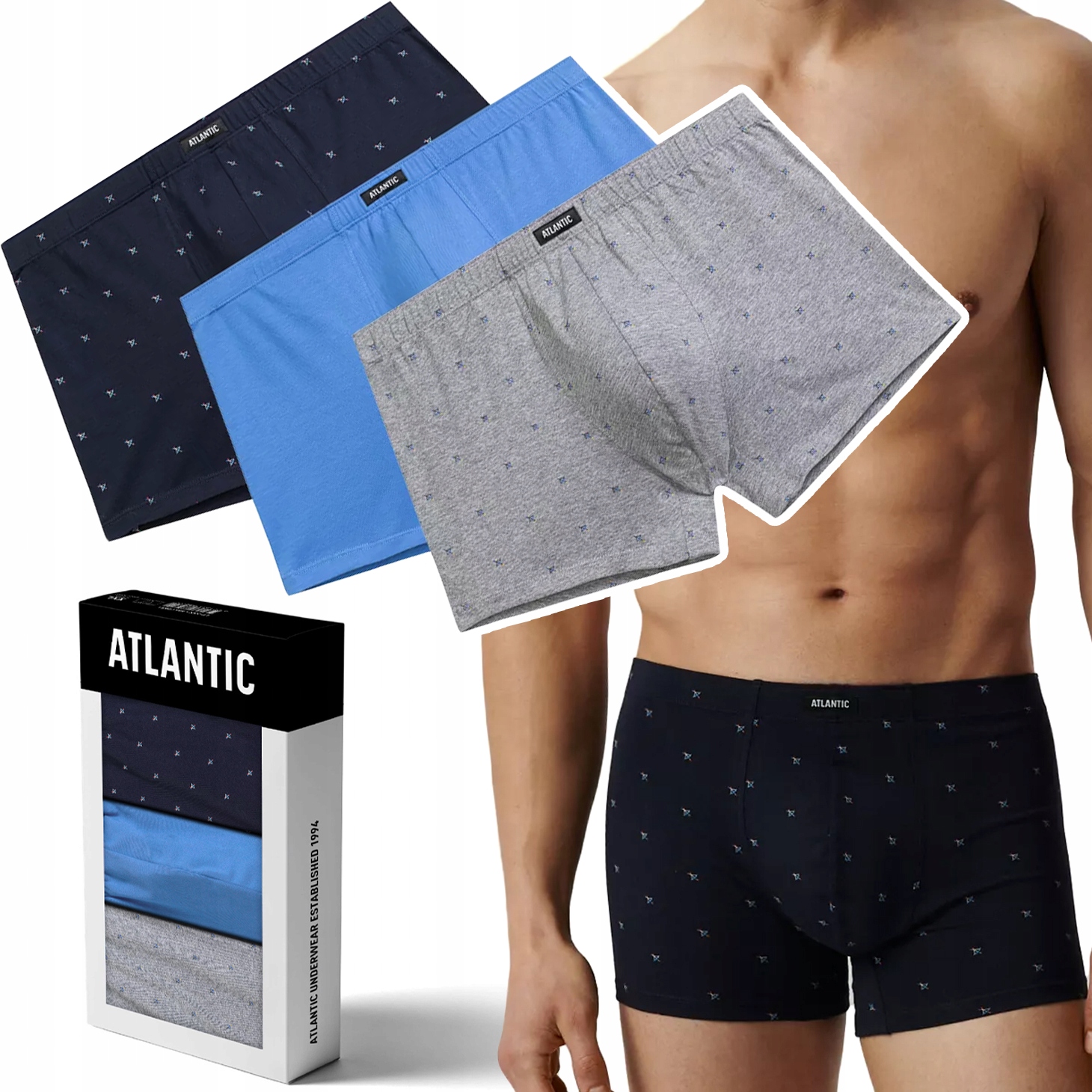 Atlantic 3MH-209 pánské klasické boxerky Bavlněné šortky 3 Páry XL