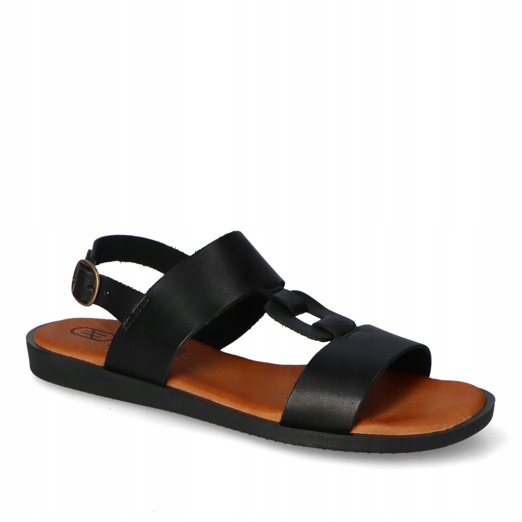 Sandały Damskie Hee Czarne Lico Skórzane 39