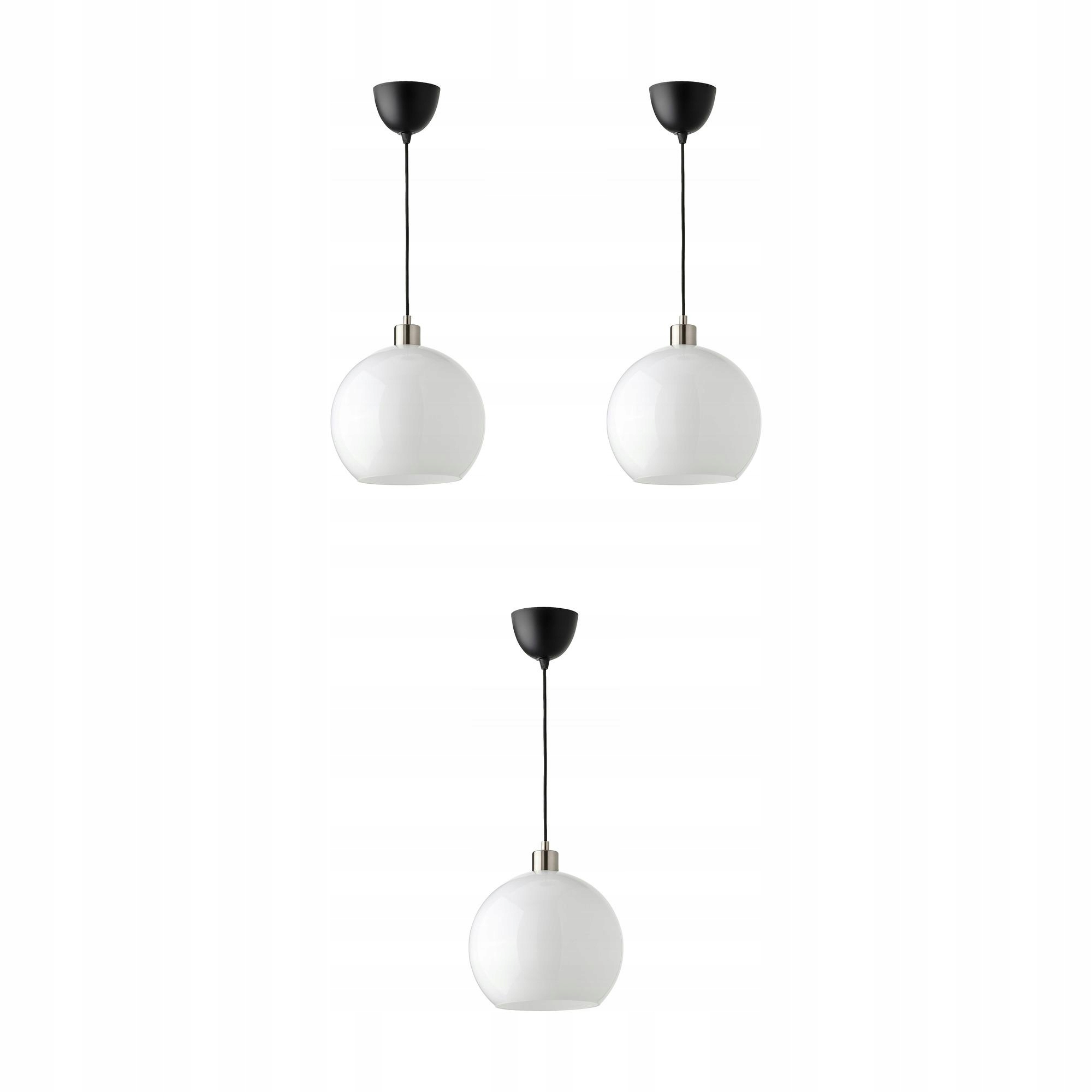 3 szt. Lampa wisząca Jarpliden białe szkło niklowana 30 cm