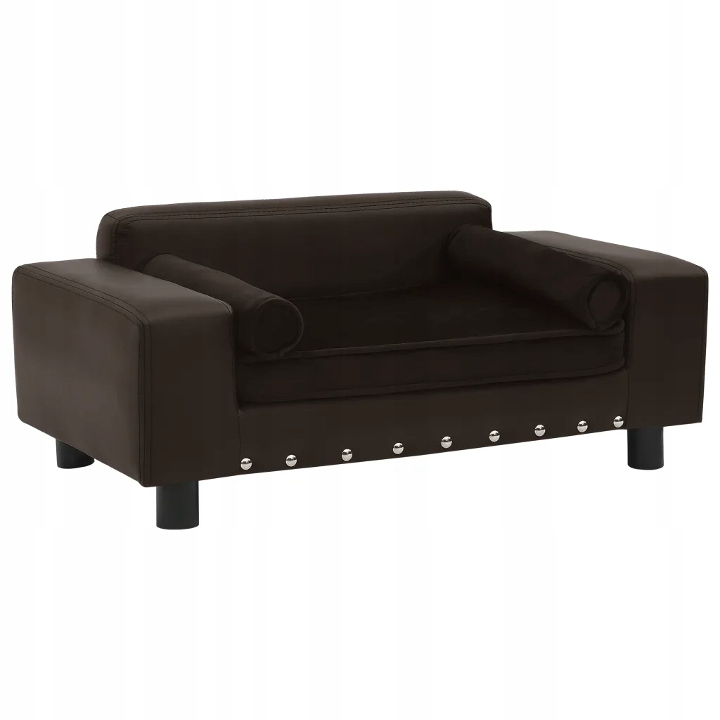 Levně vidaXL Pohovka pro psy hnědá 81 x 43 x 31 cm plyš a umělá kůže