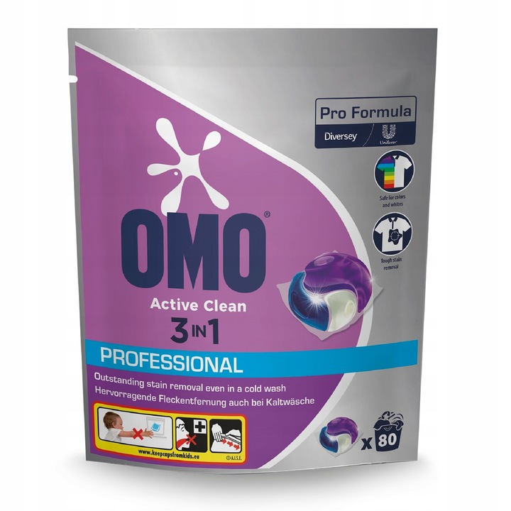 Levně Kapsle na praní Omo Active Clean 3v1 80 kusů
