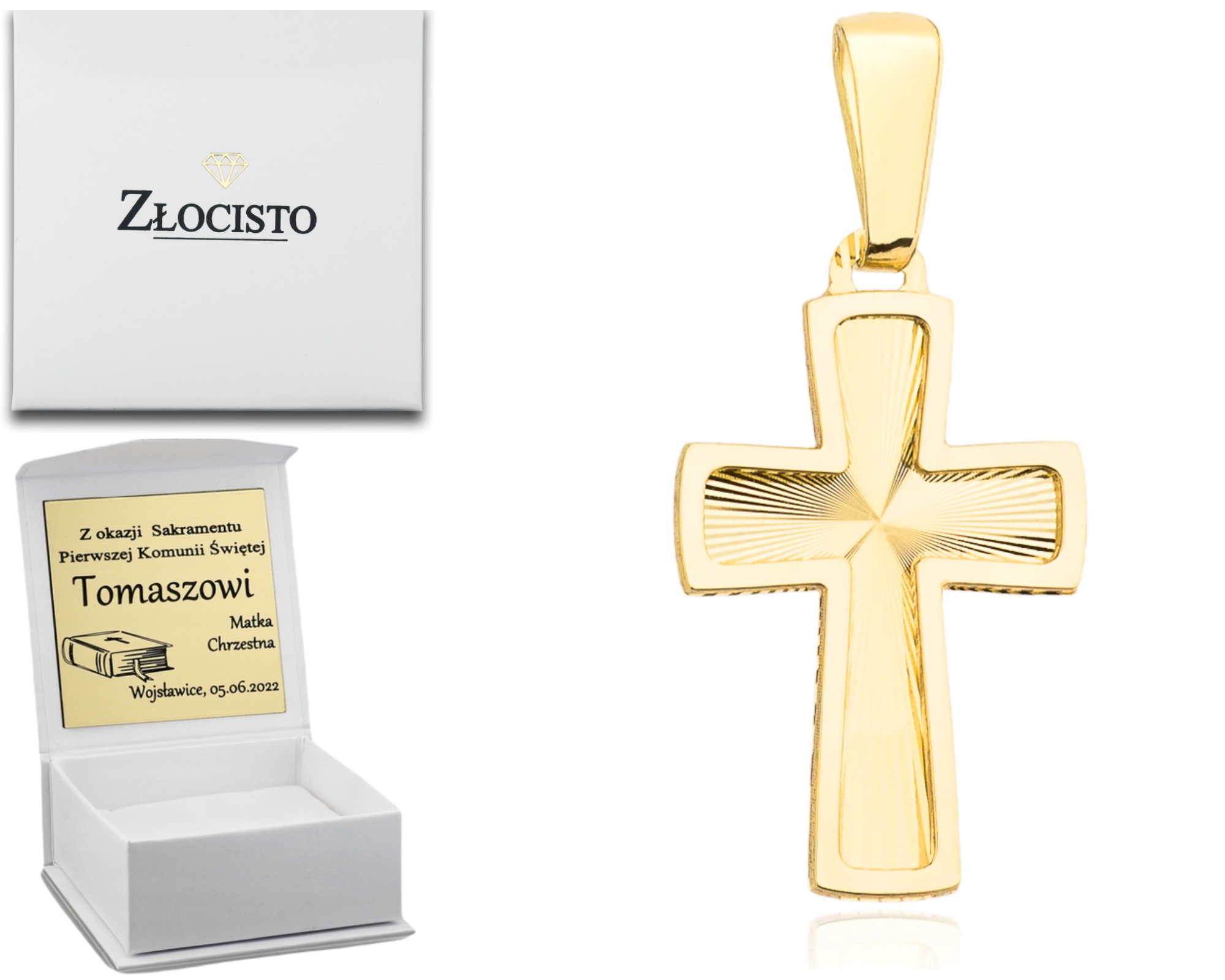 Zlatý Křížek Diamantový Kříž S Hladkou Vazbou 585 Dárek K Přijímání